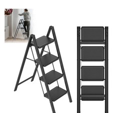 JOISCOPE 4 Stufen Klappleiter, Trittleiter, Leiter, rutschfeste Gummimatten,