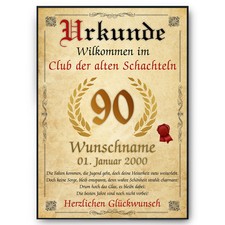90. Geburtstag Urkunde