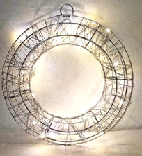 LED Lichterkranz Batterie u. Timer Ø 30cm Adventskranz Weihnachtskranz silber