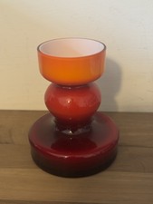 Skandinavische Vase mit gefassten Reifen Schwedische Alsterfors? Per Olof Strom? Orange Ombré