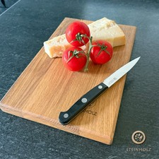 Schneidebrett aus massivem Eichenholz mit geschliffenen Kanten  robust, stilvoll