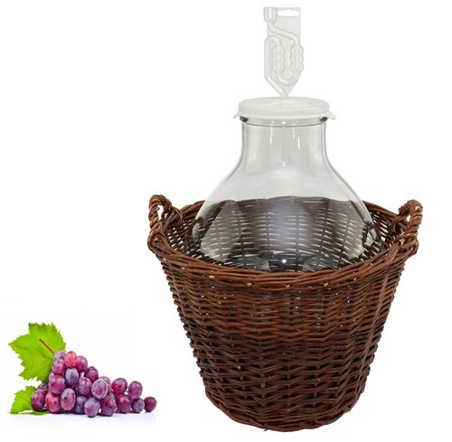 Weithalsballon mit weidenkorb - weithalsballon,