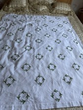 Alte Tischdecke Weihnachten Handarbeit Bestickt Baumwolle Sterne Tannenzweige Fe