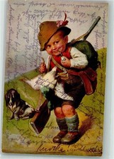 38155902 - Rueger Hansi als Jaeger m. erlegtem Vogel Gewehr Pfeife Basset Hound