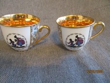 Schlaggenwald Vintage Porzellan 2 schöne Mokkatassen Gold