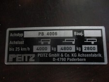 ESPE Peitz Typenschild Schild Bremse Anhänger Achse PB 4006 s77 