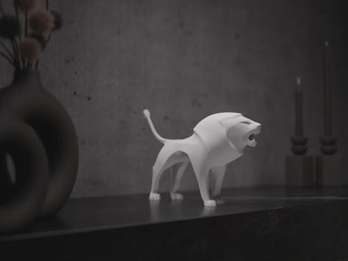 Geometrische löwen skulptur - löwen, |