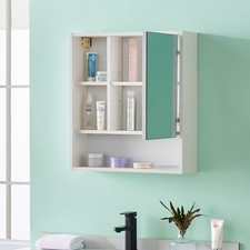 Badezimmer-Spiegelschrank mit Regal 55*15*60cm Weiß Wandschrank