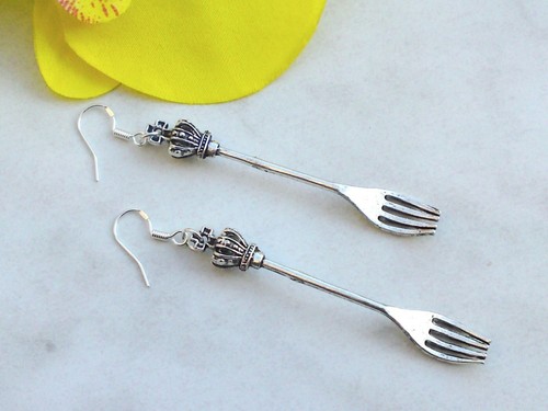 Ohrringe gabel mit krone - *gabel,
