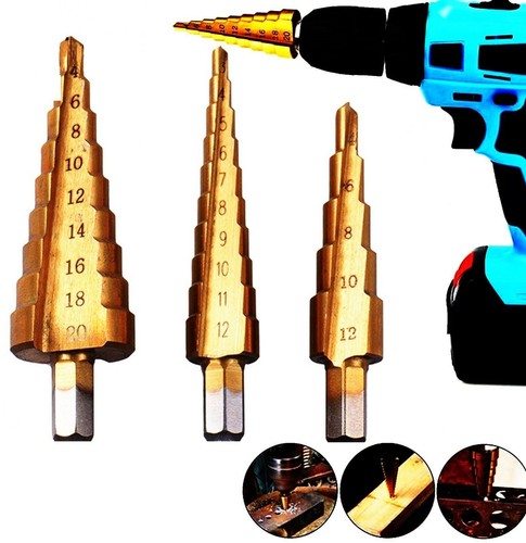 3tlg stufenkegelbohrer set - 3tlg, hss