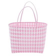 Overbeck & Friends: Markttasche Jolie Rosé-Weiß groß oval, 46x35x32 cm,
