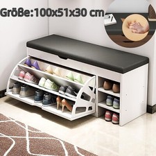 Schuhschrank mit Sitzfläche Schuhbank Sitzkommode Schuhregal 100x51x30 cm Weiß