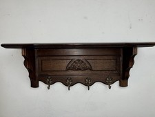 Jugendstil Wandgarderobe Wandregal Garderobe Regal mit Bronzehaken Antik Hübsch