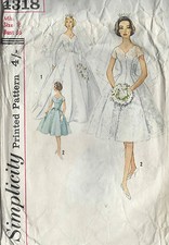 1959 Vintage Nähen Muster B36 Brides, Brautjungfer, Abendkleid & Schleier (1446)