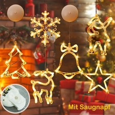 LED Weihnachtsdeko Licht Saugnapf Fenster Hängend Schneeflocke Stern Beleuchtung