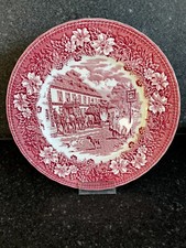 3 Stück Royal Tudor Kuchenteller 20 cm Coaching Taverns rot