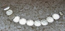 Münzarmband Armband mit Münzen 1876 D 20 Pfennig 900 Silber 17,5 cm fein