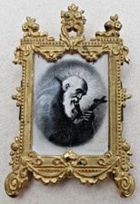 goldener Bilderrahmen aus Blech Miniatur Möbel Puppenstube Erhard & Söhne (?)