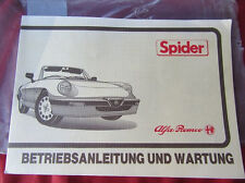 Original Alfa Romeo Spider Gummilippe Betriebsanleitung und Wartung Handbuch NEU