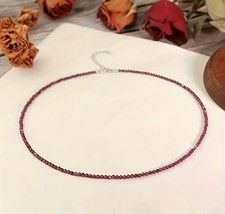 GRANAT facettiert 2mm Ø  *** Edelstein Collier Kette Halskette Choker 40-45 cm