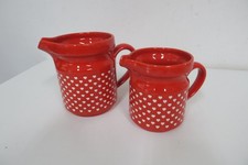 Wächtersbach Keramik  2 x  Milchkrug Saftkrug rot weiße Herzen alte Serie