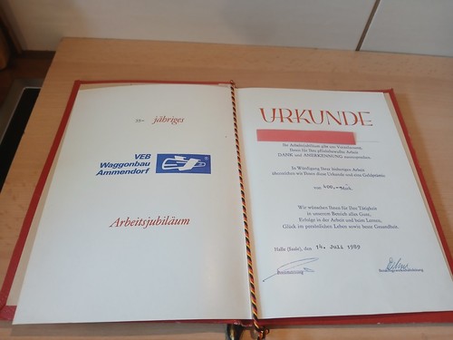 Ddr urkunde jähriges - urkunde,