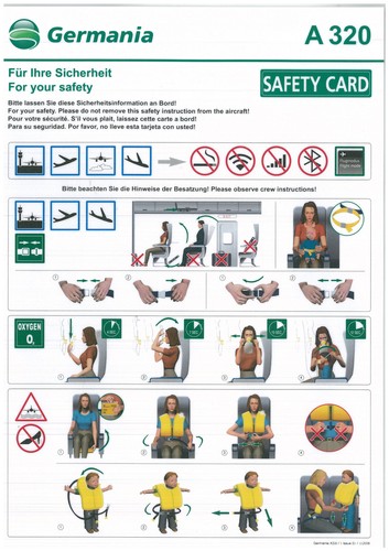 Germania airline safety card - airline,