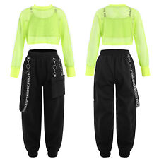 Mädchen Hip Hop Streetdance Kleidung Crop Top Weste Cargohose Set Trainingsanzug
