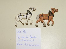 11Pe  H0, Preiser, Merten,2  starke Zugpferde mit Kummet,Geschirr und Zaumzeug