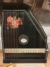 Zither, Gitarr, Akkord, mit Notenblätter und Spannschlüssel, alt