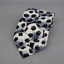 E. Graziano Motiv Krawatte [100% Polyester] schwarz weiß Fußball Bälle neu top