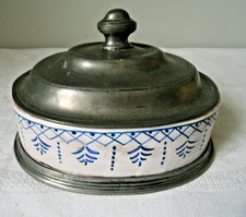 KERAMIKDOSE mit ZINNMONTUR und