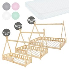 Kinderbett Kinderhaus Holzbett Einzelbett Bett Lattenrost Tipi Rausfallschutz