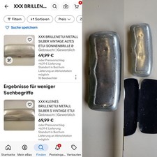 Brillen Etui 2x Silber Metall Aluminium Alu VINTAGE Brillen Etui Hart Schale XX