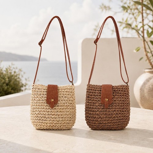 Damen strohtasche handgemacht - strohtasche,