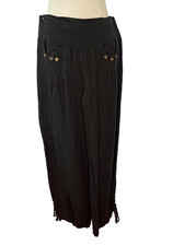 Damen Leinen Hose Schwarz