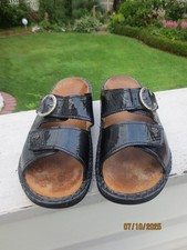 Finn Comfort ★ Pantolette ★ Klett ★ Lack-Leder ★ schwarz ★ Gr. 37 D