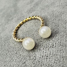 Ring vergoldet Perlen offen Größe 53 Damen Schmuck elegant