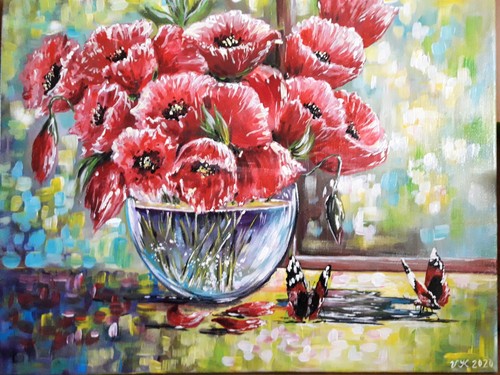 Mohn blumen stillleben - stillleben, 40/50cm