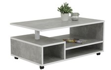 Eike 04-13 / Couchtisch Stubentisch Beistelltisch Beton & Weiß NB, auf Rollen