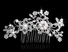 HOCHZEIT HAARSPANGE Braut Haarschmuck Haarkamm Perle Haargesteck Zirkonia NEU