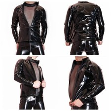 Herren PVC Leder Blazer Jacke