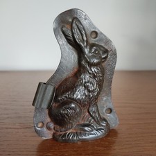 Antike Schokoladenform Hase Anton Reiche Ostern 2-Teilig Metall um 1930? 6247