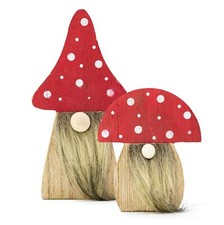 2 Pilz Deko Figuren - Wichtel Frühling für Feen Garten - Herbstdeko Beige Deko