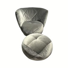 Bretz Sessel Teratai aus Stoff 66 8480 Eisgrau Tellerfuß Teilpoliert 