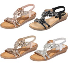Damen Sandalen Absatz Blumen Sandaletten Glitzer Riemchen Schuhe Damenschuhe DE