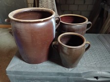 3 alte Tontöpfe