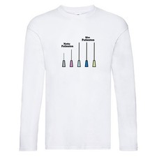 Nette und böse Patienten | Spritze | Nadel | Kanüle | Arzt Long Sleeve Weiß