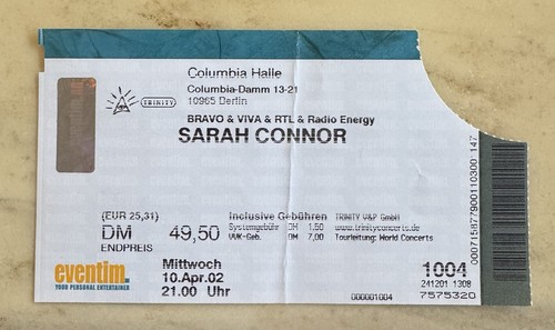 Sarah connor eintrittskarte - sarah,