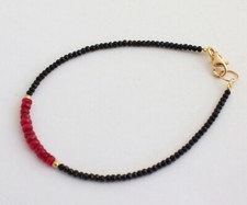 Schwarz Spinell Armband mit Rubin facettierte edelsteinarmband Geschenk 19,5 cm
